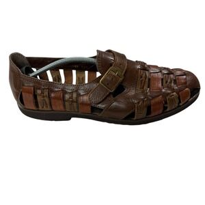 Men's Stacy Adams Outdoors Woven Leather‎ Fisherman Sandals Brown Buckle Shoe 11